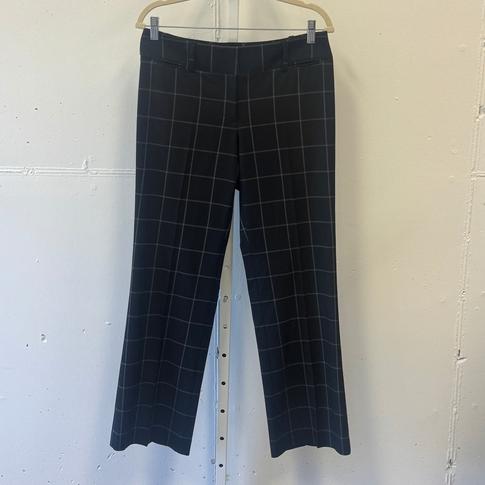Ann Taylor LOFT Julie Trouser Black Windowpane Plaid Pants Size 4 Professional